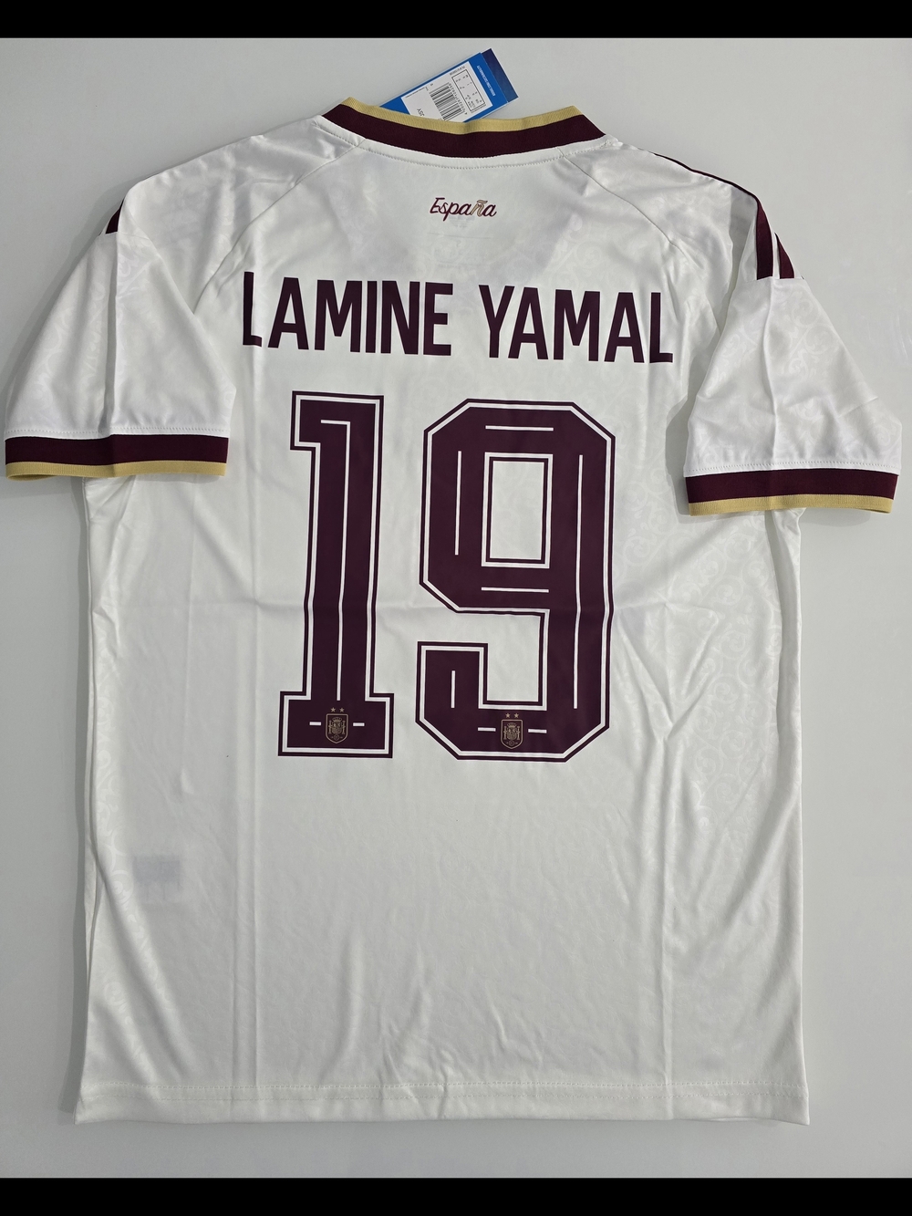 Spain Lamine Yamal #19 White Men's Soccer Jersey